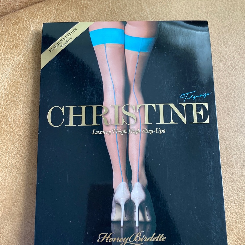 Turquoise Honey Birdette luxury thigh high large stay-ups